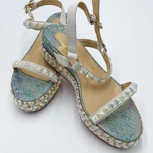 Christian Louboutin Pyraclou 
Platform Wedge Sandal Heel Pump Size 38